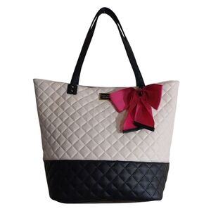 Betsey Johnson Quilted Tote with Pink Bow